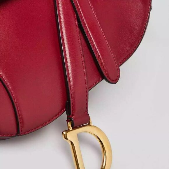 Christian Dior Red Smooth Leather Mini Saddle Bag - Picture 6 of 10